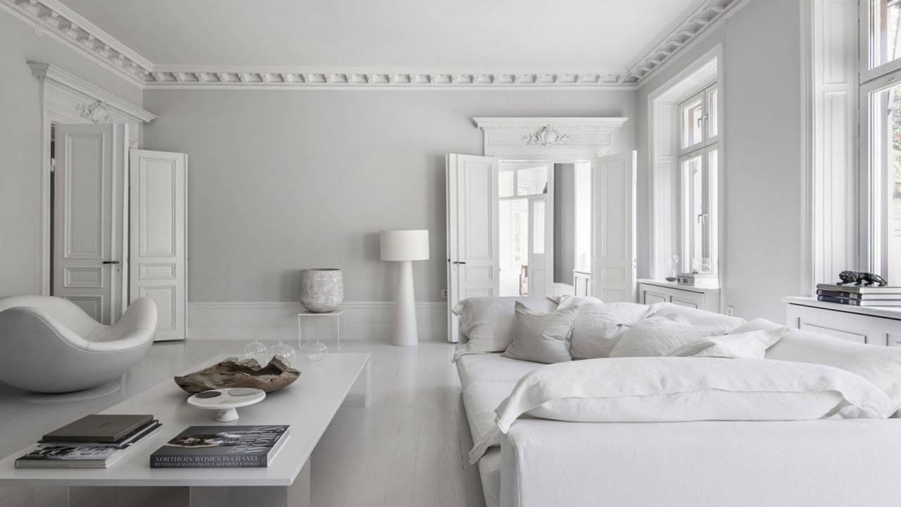 Un moderno soggiorno bianco - design minimalista