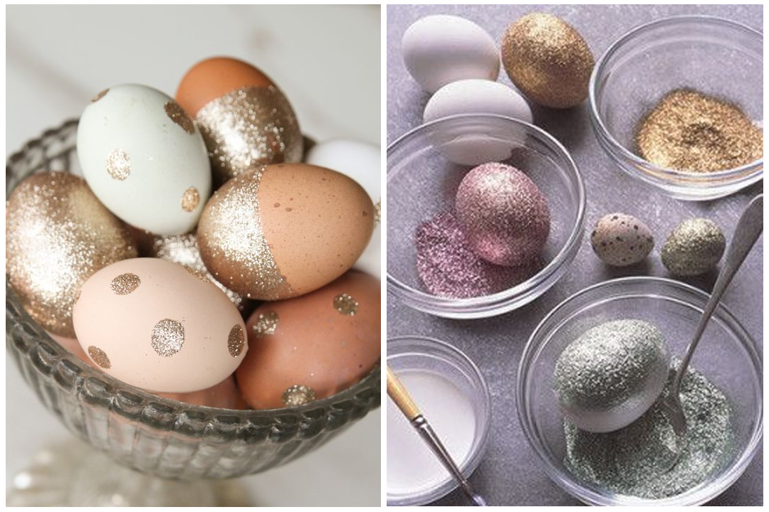 Uova di Pasqua lucide con glitter