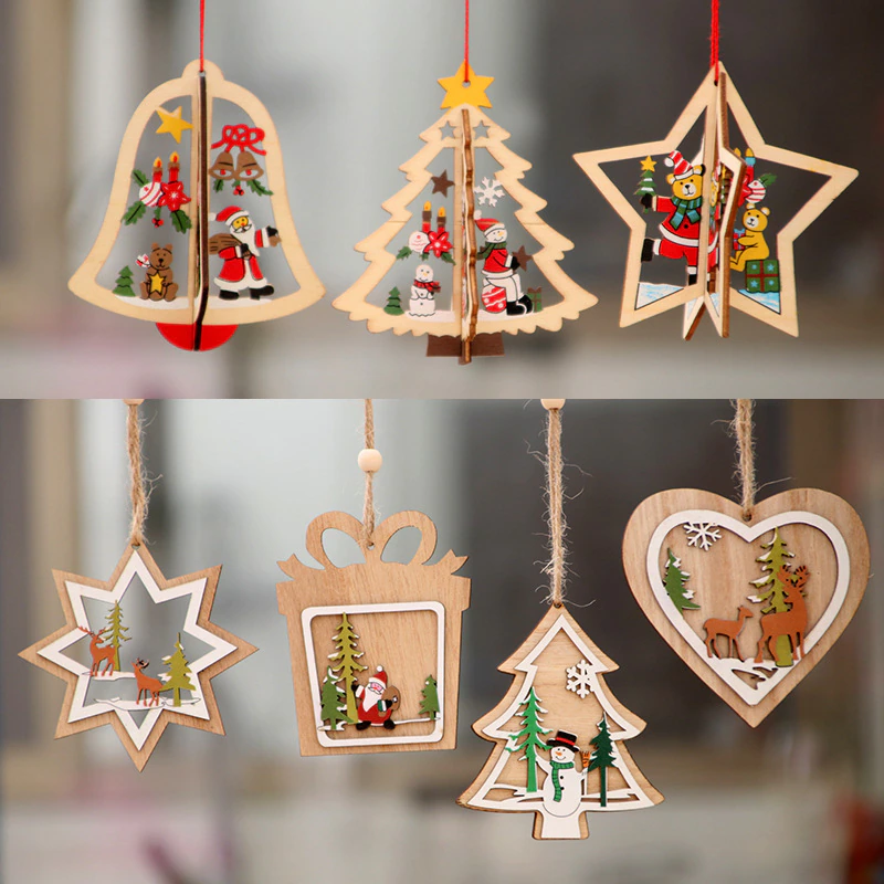 Ornamenti natalizi in legno - Albero di Natale scandinavo