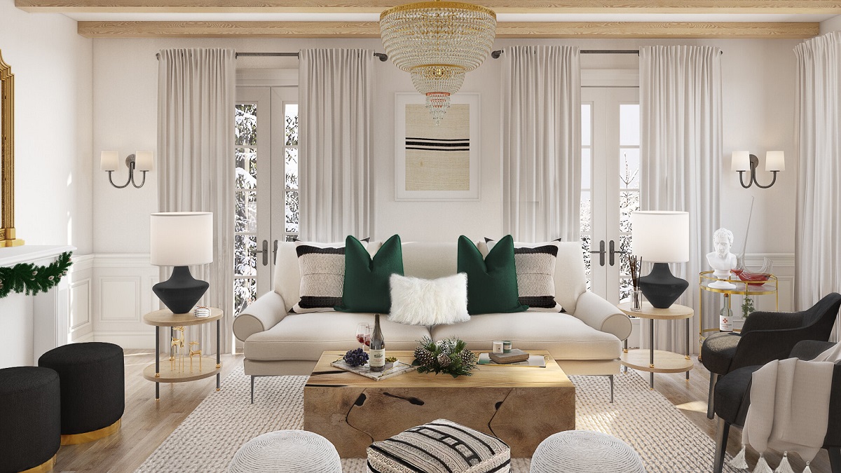 Idee per il soggiorno bianco - stile glamour