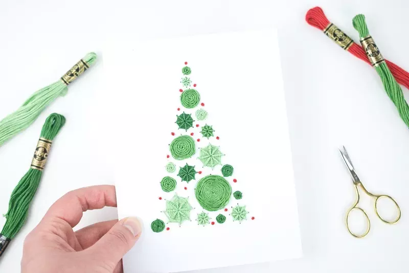 DIY Christmas card - made with embroidery floss