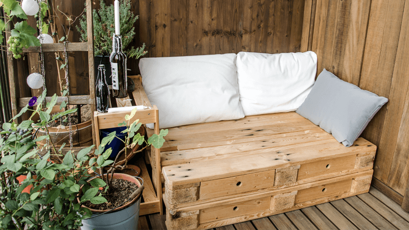 A low budget balcony decoration - use pallet furniture