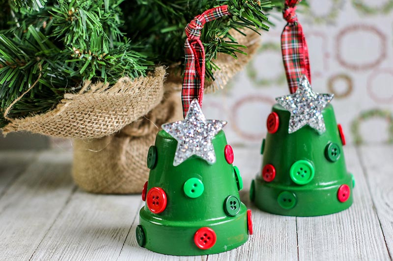 Traditional Christmas ornaments - flower pot Christmas trees