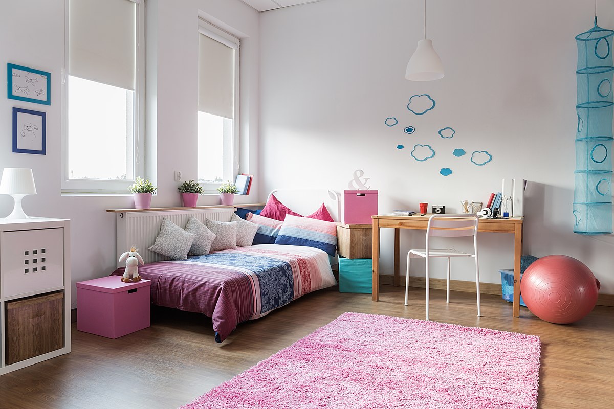 Pastel colors in a children's or teen bedroom