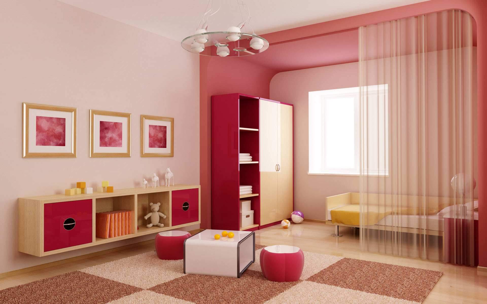 Amaranth color in children's or teen's room