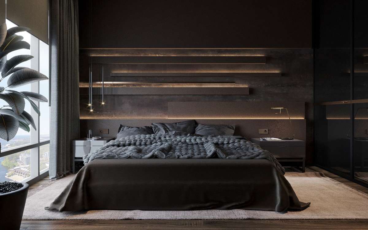 Holzkohle - modernes Schlafzimmerdesign