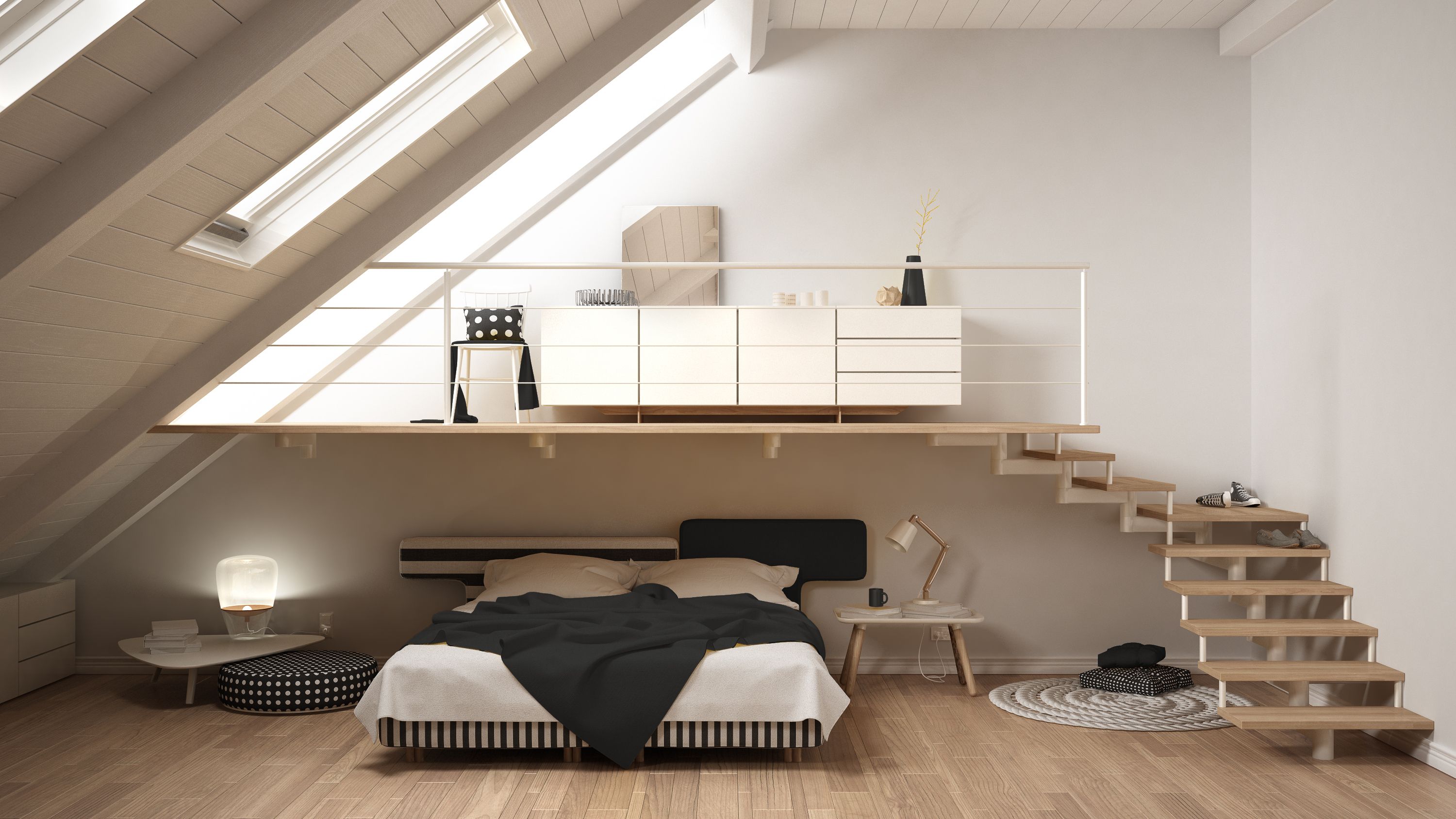Entresuelo en un dormitorio - un interesante diseño del espacio