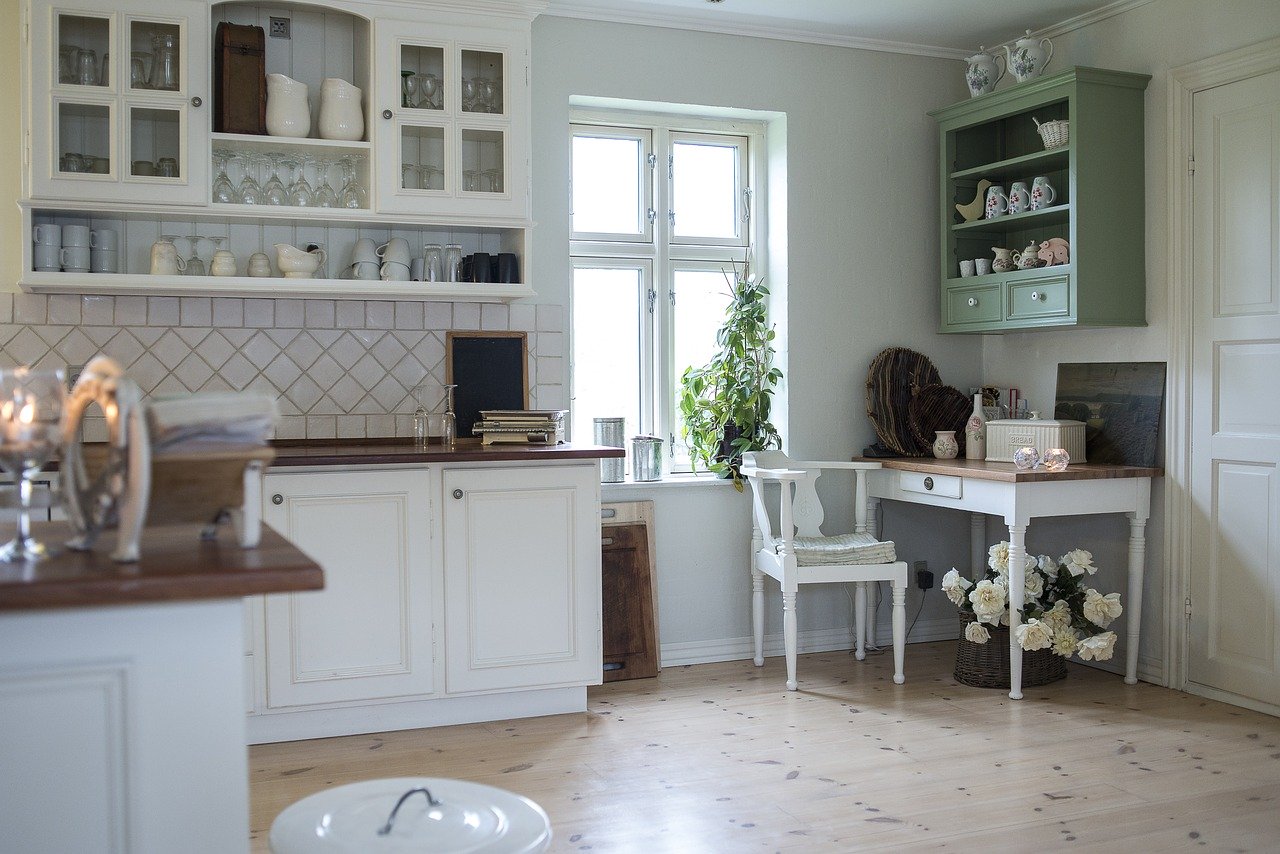 White kitchen with tile pattern