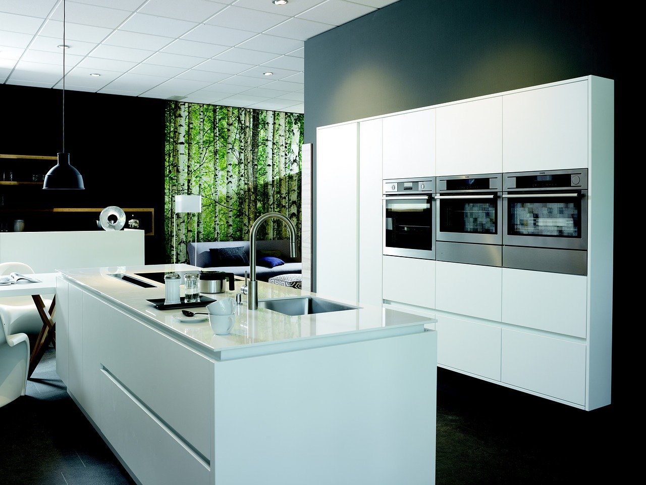 Black and white kitchen wall