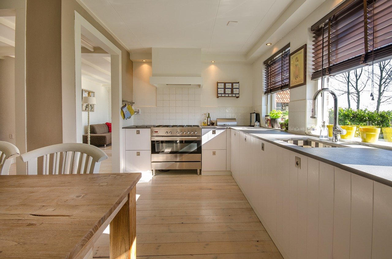 White kitchen with wood