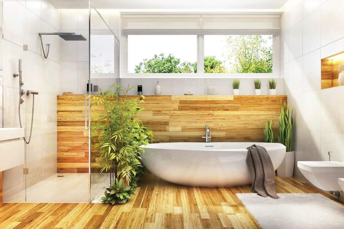 Scandinavian bathroom designs wood and white