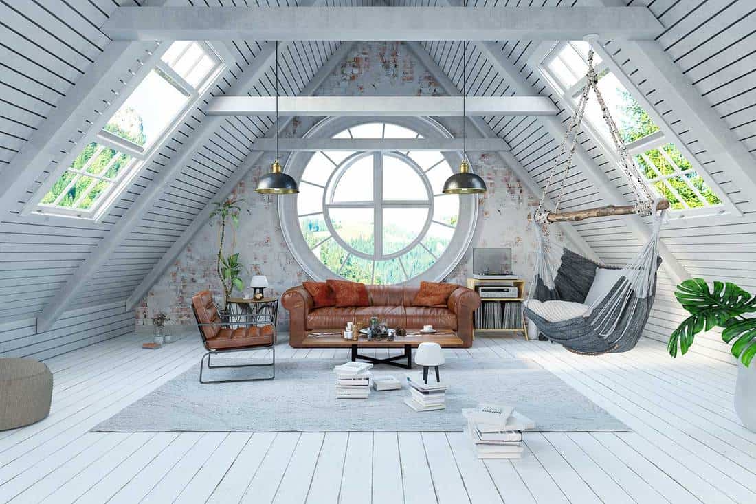 Attic living room - a light bohemian design