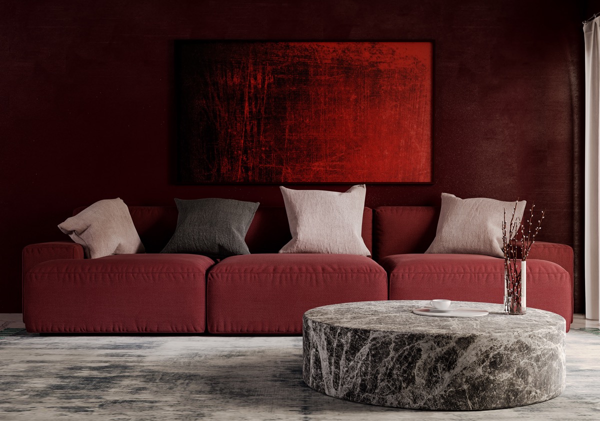 Dark maroon color - the living room