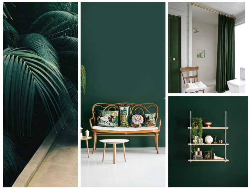 Bottle green in home interior designs