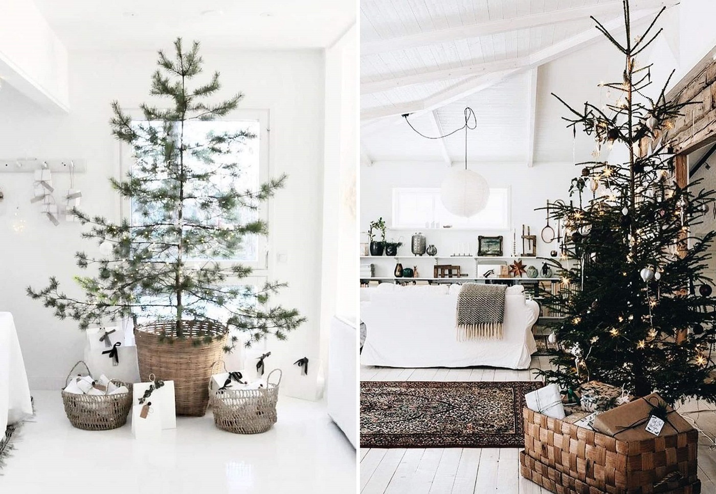 Скромный скандинавский декор рождественской елки
