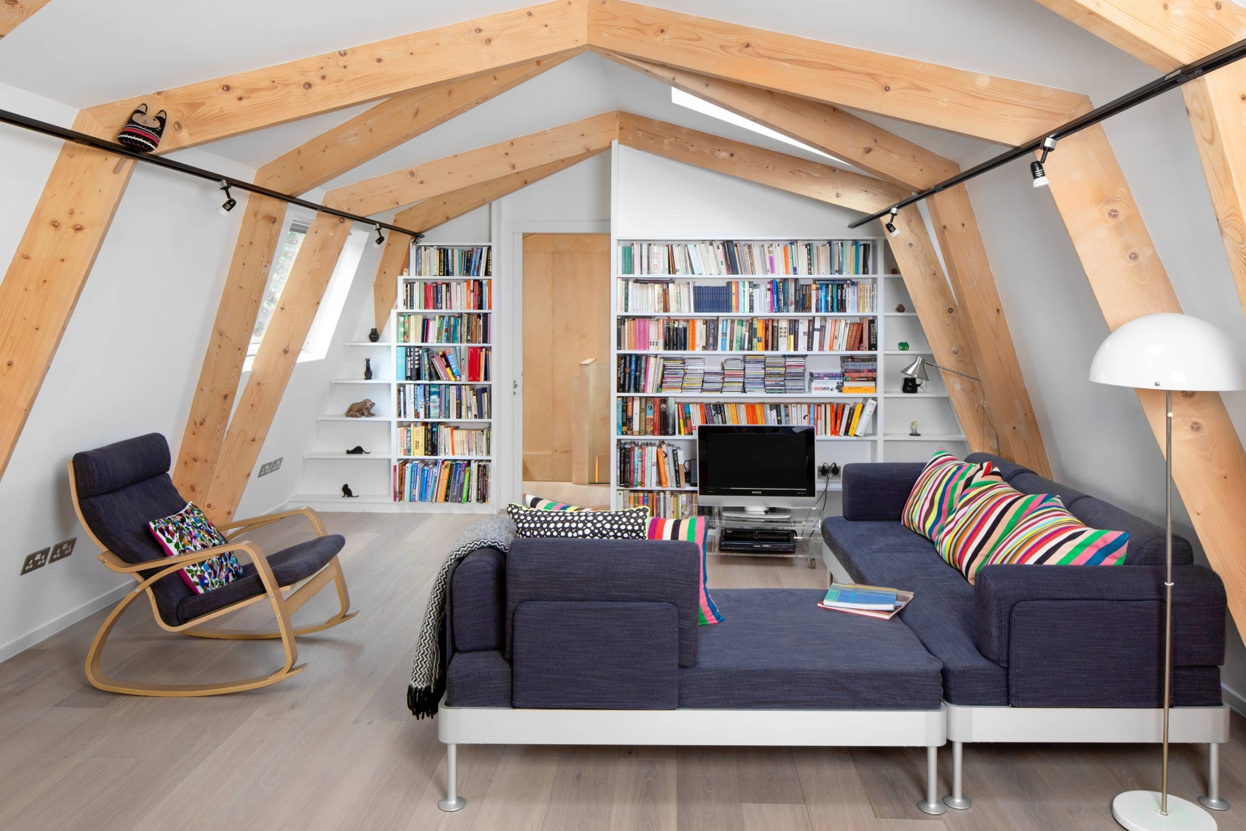Interesting attic room - small library