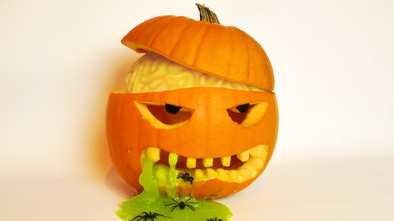 Halloween pumpkin brain