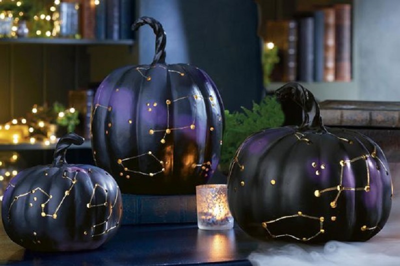 Halloween decor - starry pumpkins