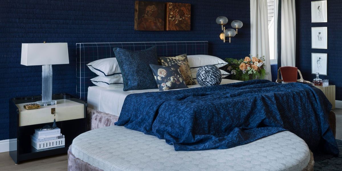 Chambre à coucher bleu foncé - style glamour