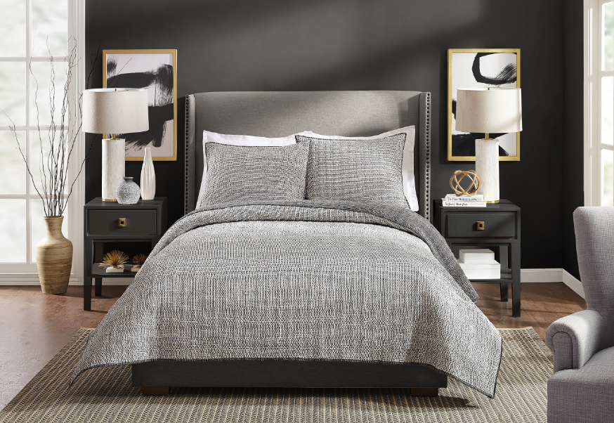 Chambre à coucher minimaliste de couleur graphite