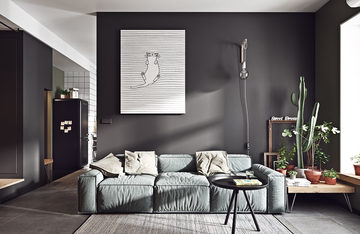 Graphite color in the living room