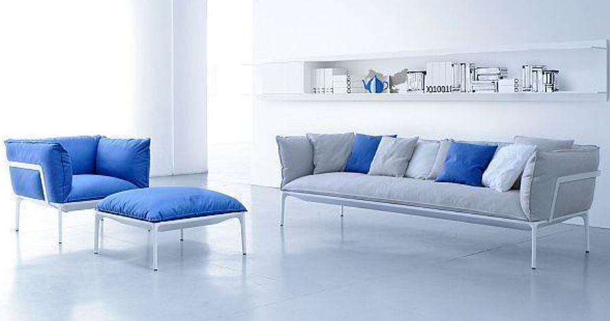 An indigo blue relaxation corner - living room