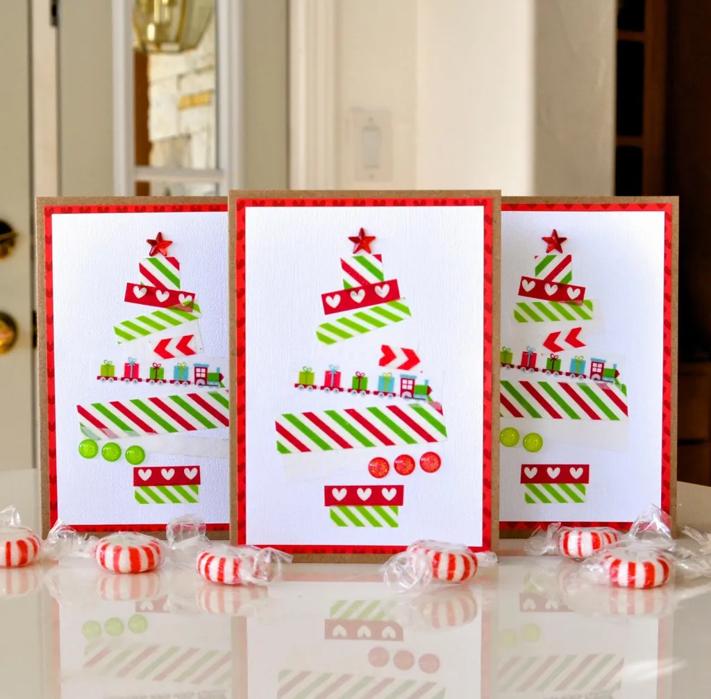 Kartki świąteczne ręcznie robione - choinki