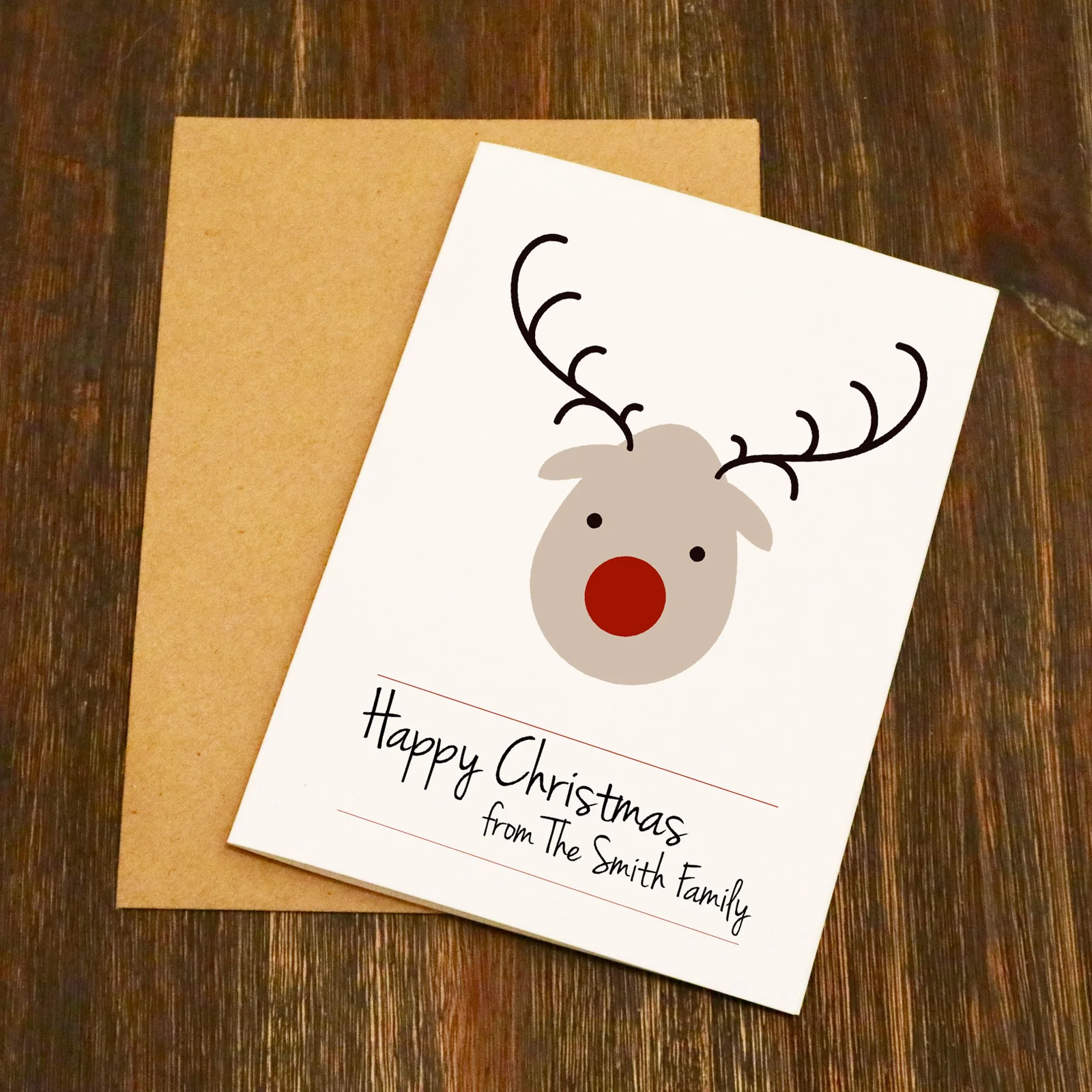 Простая рождественская открытка своими руками - олень