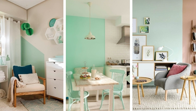 ¿Qué colores combinan con el verde menta en el interior del hogar?
