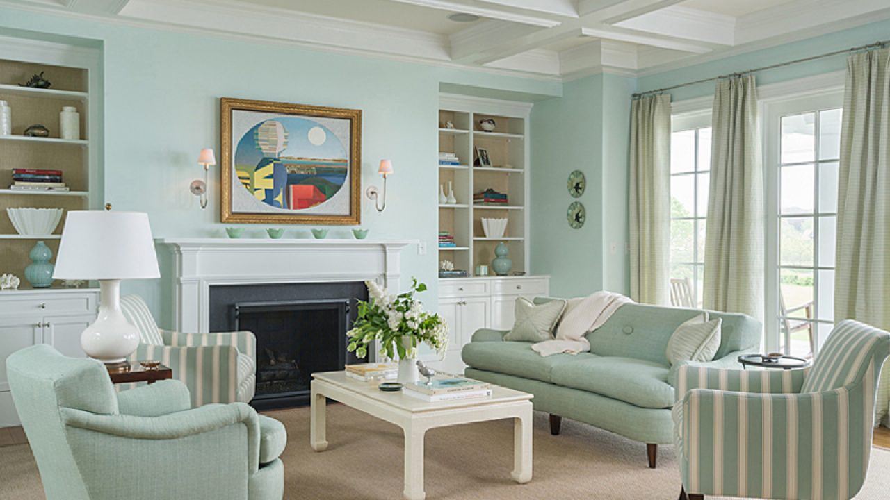 Mint green living room