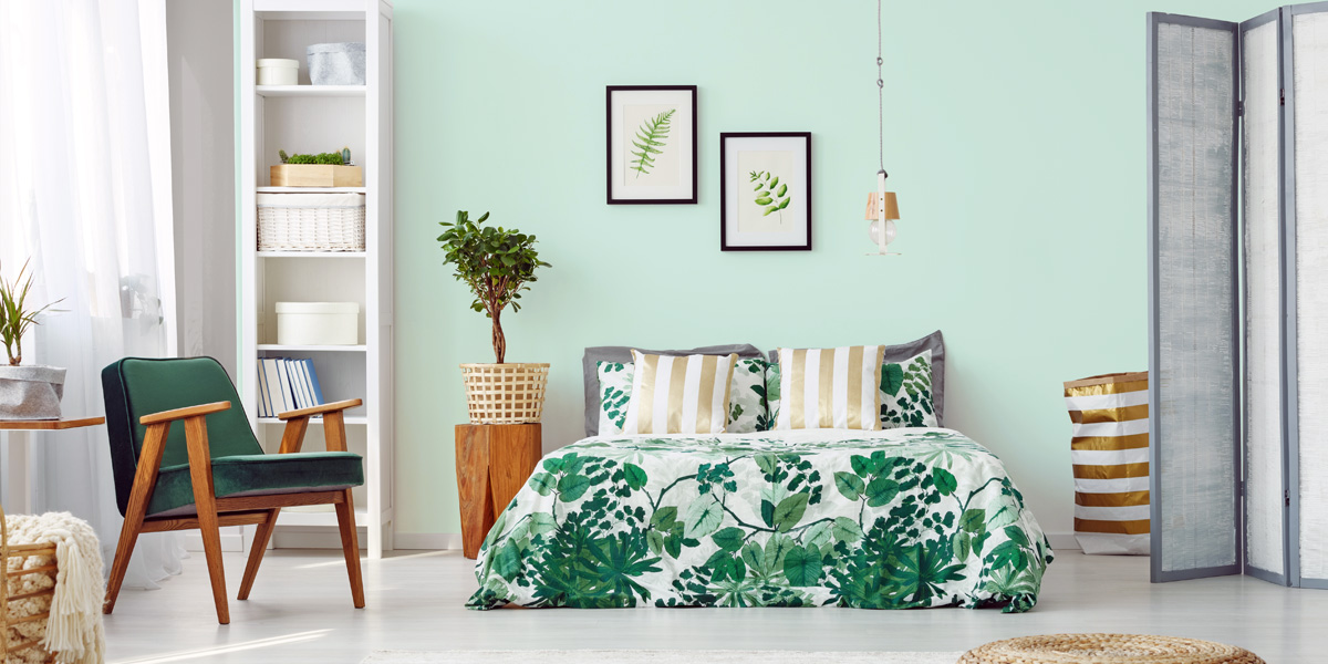 Un dormitorio verde menta: un remanso de paz