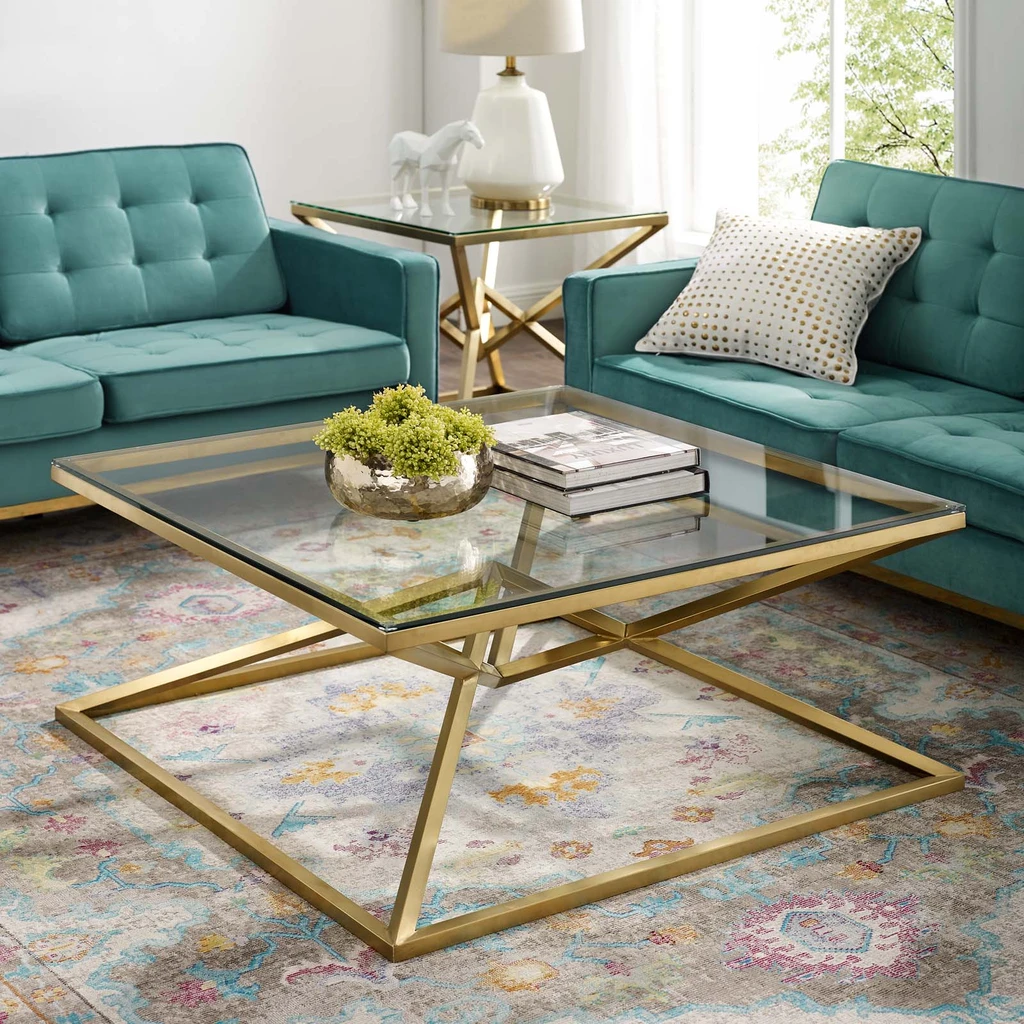 Gold color - glass table