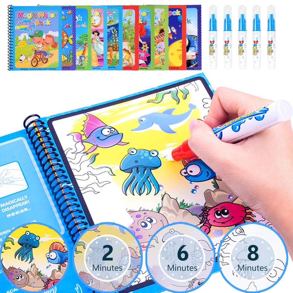 Libros para colorear con agua: un regalo absorbente para un niño de cinco años
