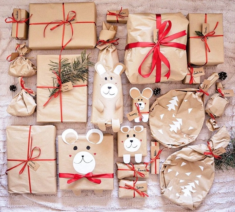 Creative gift wrapping ideas - brown paper