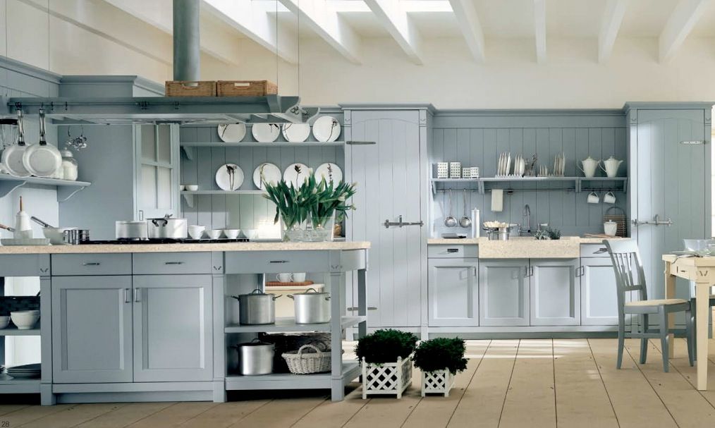 Blue farmhouse kitchen