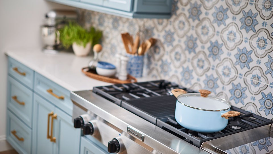 French country kitchen design - light blue