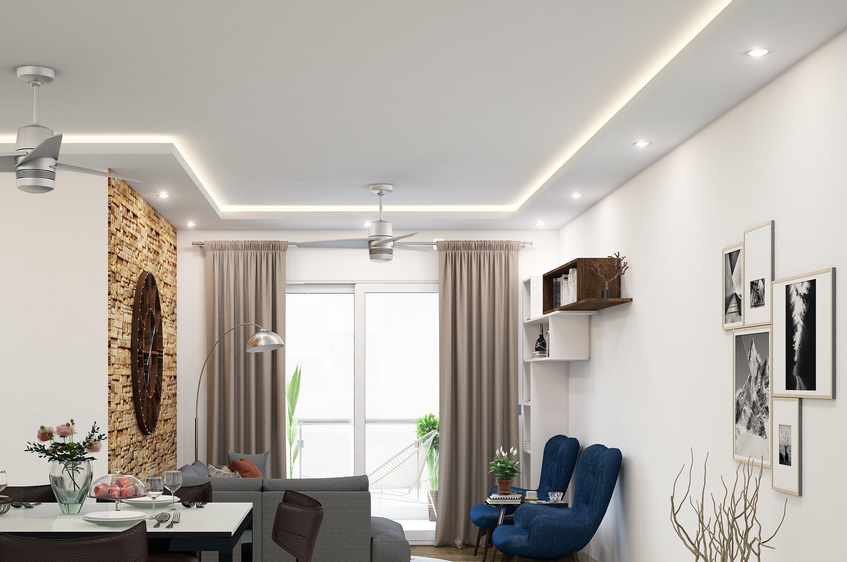 Luci del soggiorno - illuminazione a soffitto