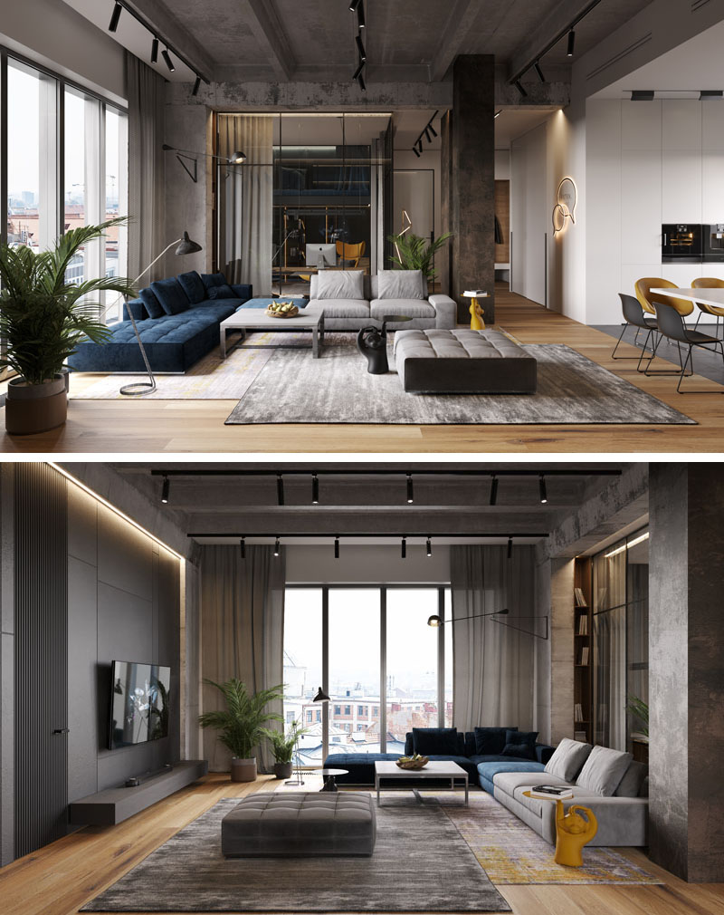 Charcoal grey - industrial style apartment