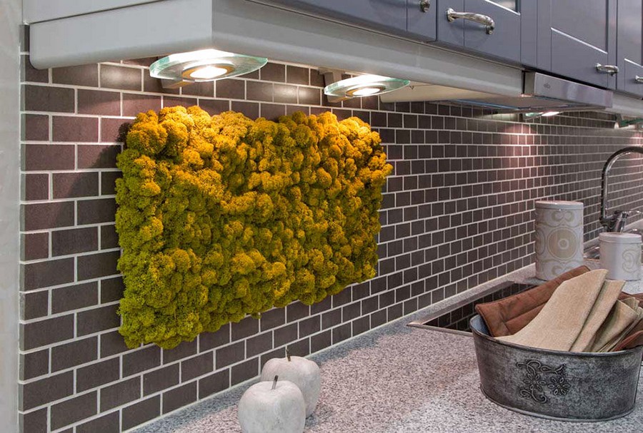 A moss wall in the kitchen - an original finish
