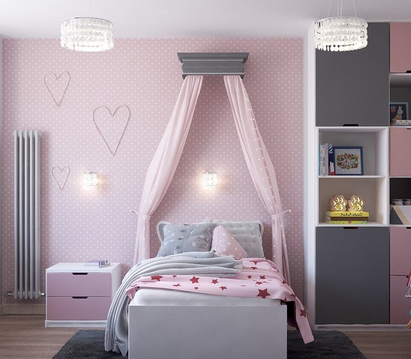 Charcoal and pink children's room