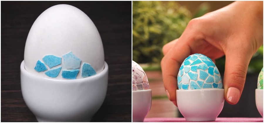 Creative Easter eggs with a mosaic