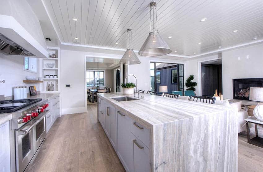 An open concept kitchen with an island