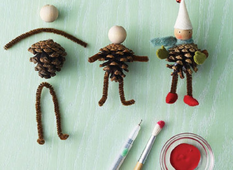 Pinecone figurines - pinecone crafts for kids