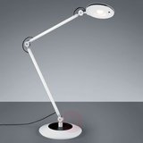 Biała lampa stołowa LED Roderic z przegubami