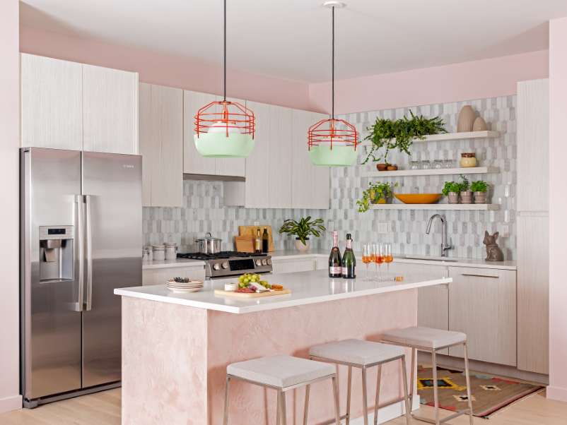 Pale pink - French country kitchen designs with pastel colors