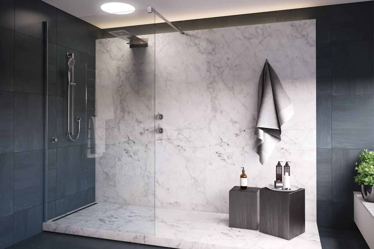 Curbless shower - marble
