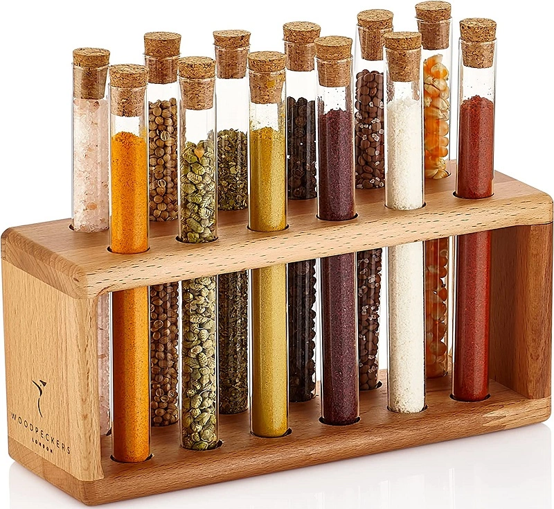 A test tube spice rack – a perfect idea for storing spices in small quantities