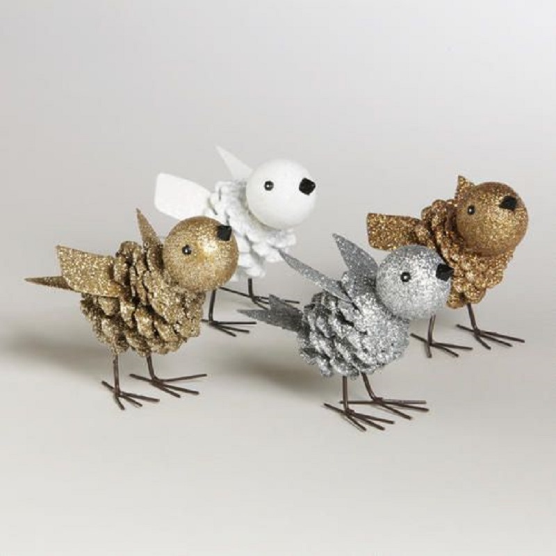 Oiseaux - jolis bricolages en pomme de pin pour les bricoleurs avertis