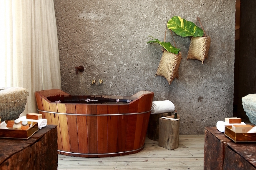 Wood and bathroom - bathtub