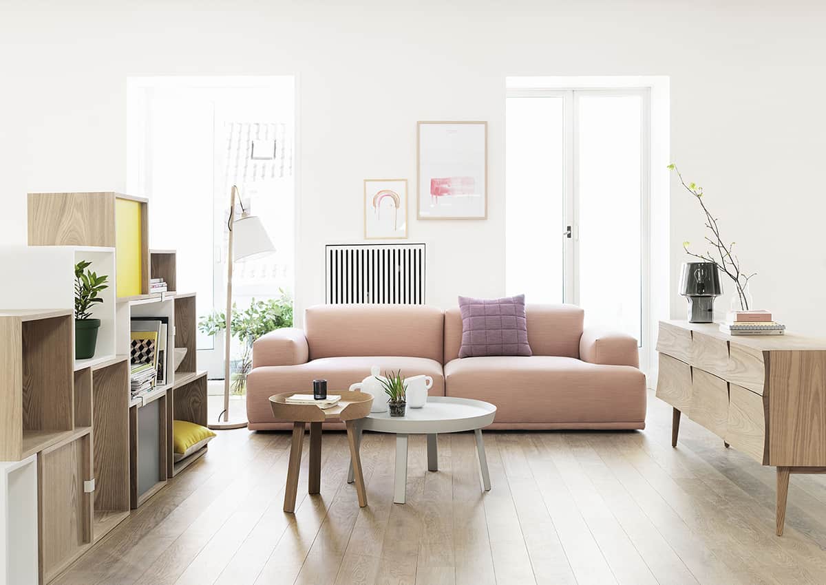 A Scandinavian style living room with wood as the main material